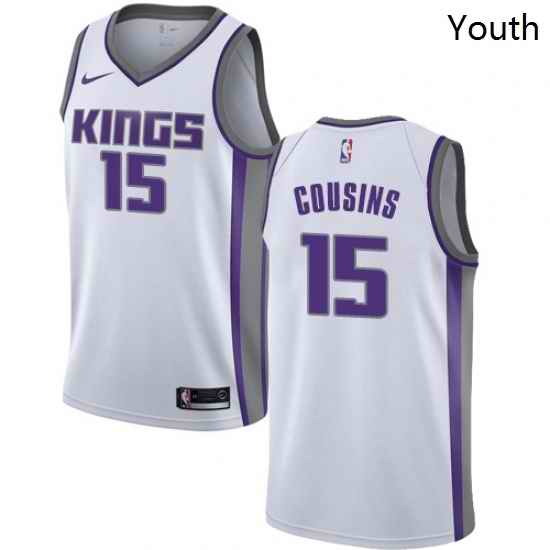 Youth Nike Sacramento Kings 15 DeMarcus Cousins Swingman White NBA Jersey Association Edition